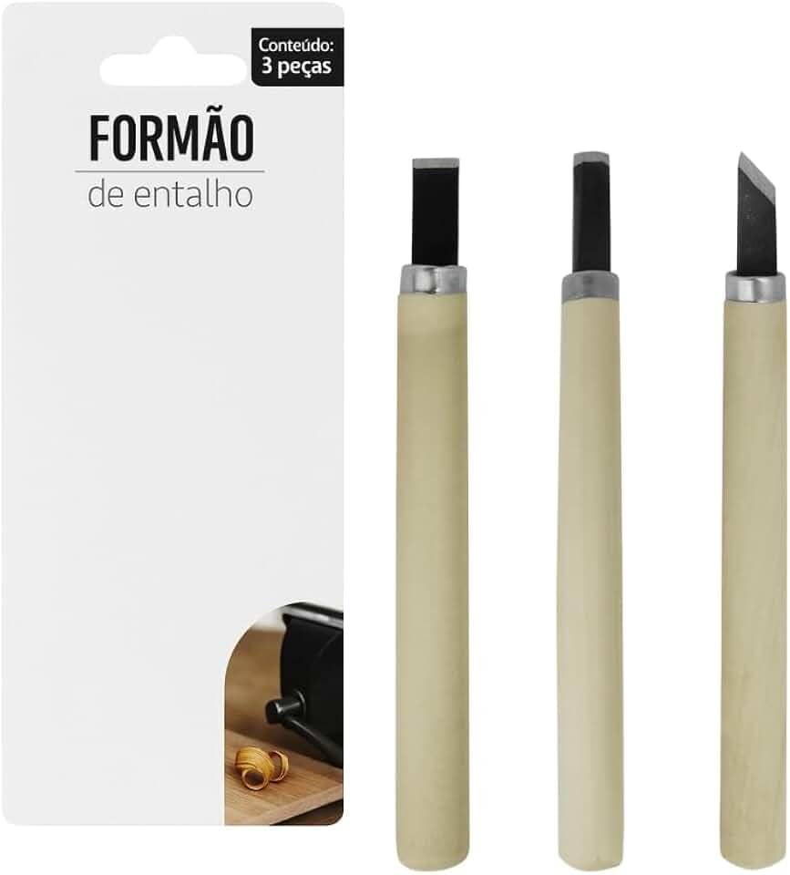 Kit 3 Formões Para Entalhe De Madeira Cabo Profissional Talhadeira