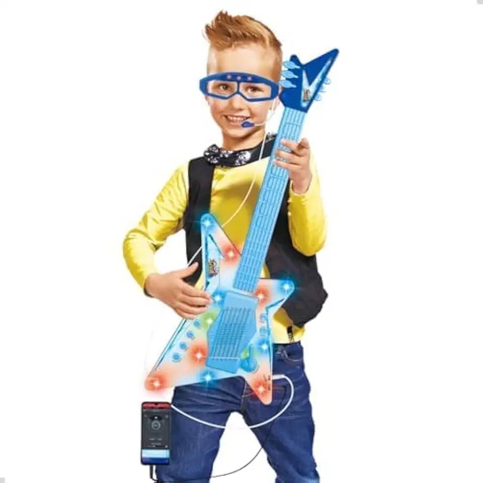Guitarra de Brinquedo com Microfone e Óculos, Som e Luz, DM TOYS