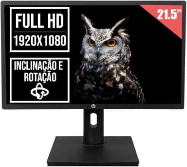 MONITOR LED 21.5 PRETO BRAZILPC 75HZ FULL HD ANTIRREFLEXO ERGONÔMICO