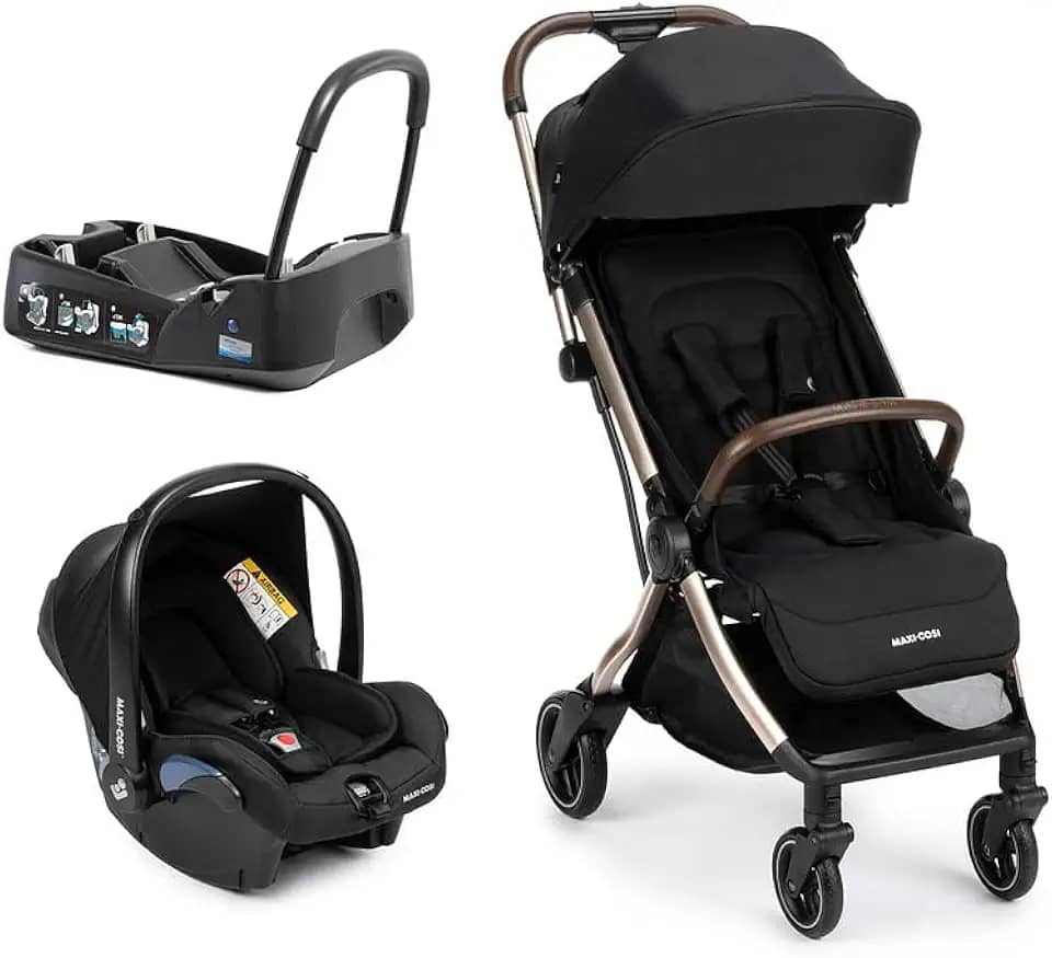 Travel System Maxi-Cosi, Eva³, Essential Black Champagne