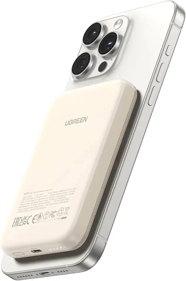 UGREEN Banco de energia magnético, carregador portátil sem fio fino de 5.000mAh, bateria de carregamento rápido PD com USB-C para Magsafe, iPhone 15/15 Plus/15 Pro/15 Pro Max, iPhone14/13/12