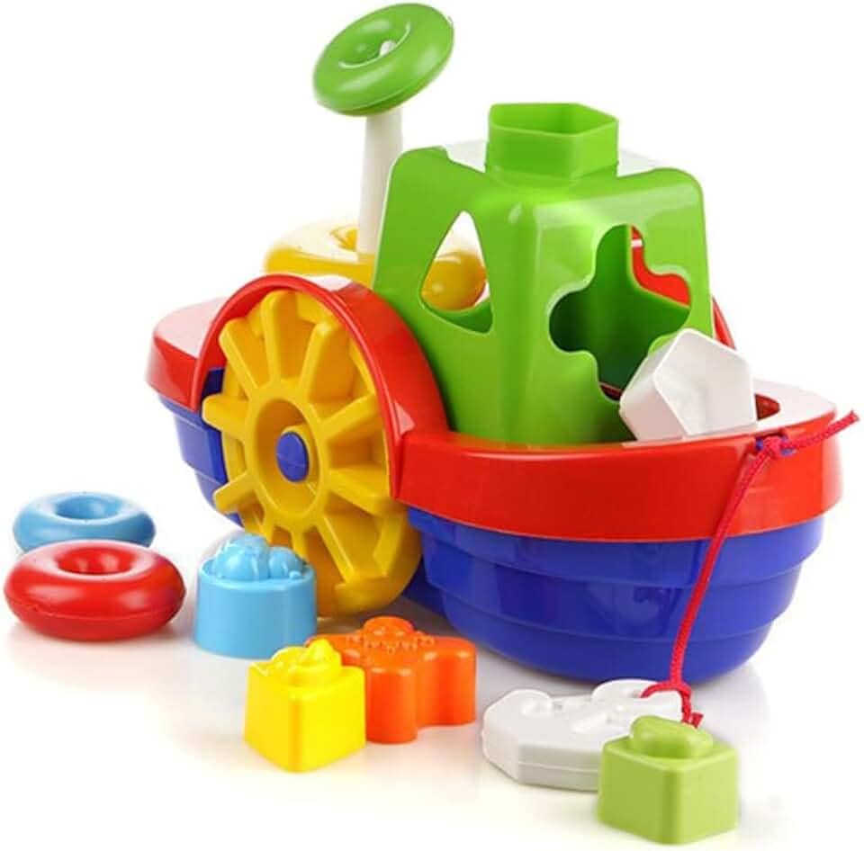 Brinquedo Educativo Barco Didático com Blocos e Ancho, Merco Toys, Multicor
