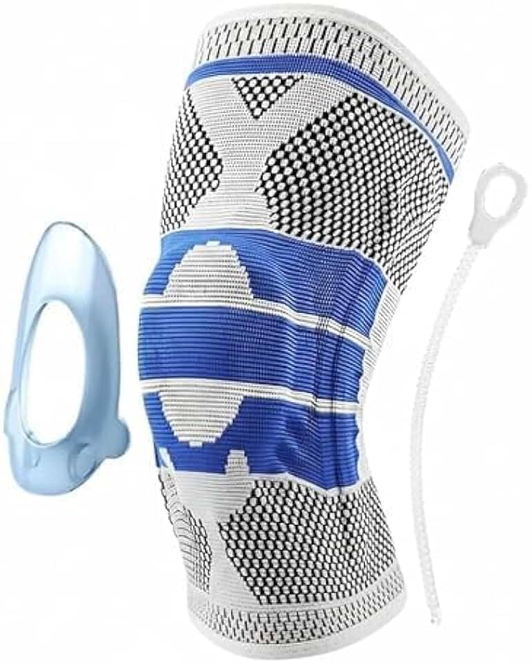 Joelheira de Compressão Ortopédica Flexível com Hastes Internas Flexíveis Silicone para Academia Corrida Jiu Jitsu Esportes Vários Tamanhos (Grande - L)