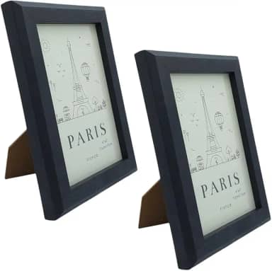 2 Porta-Retratos Decorativo Paris 10x15 cm – Moldura Preta Minimalista – Ideal para Sala, Quarto, Escritório ou Presente Criativo