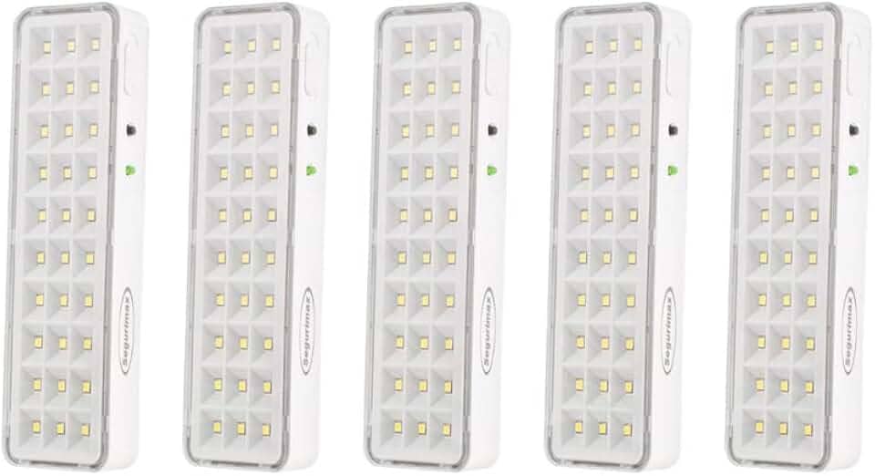 Kit 5 Lâmpada Luminária De Emergência 30 Leds Super Slim Bivolt