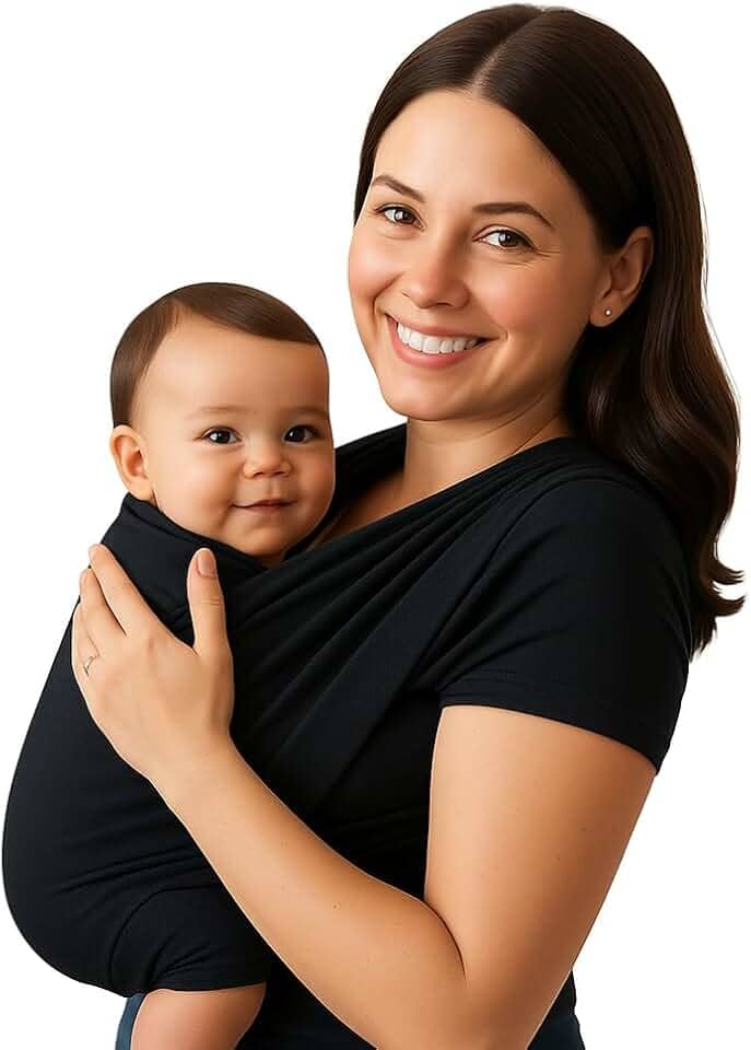 Canguru Sling Wrap para Bebê Tecido DryFit Confortável para Carregar Bebês (Preto)