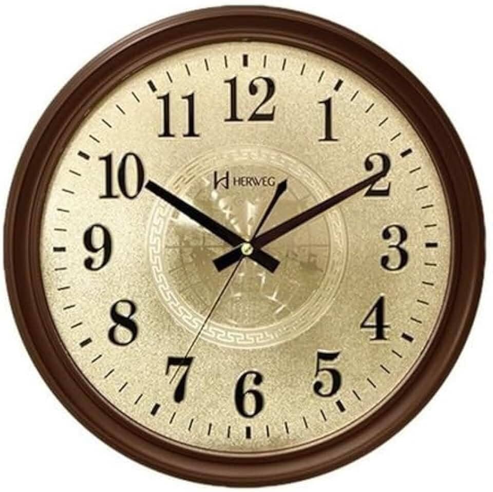 Relógio Parede Marrom Retrô 35 Cm Silencioso Herweg