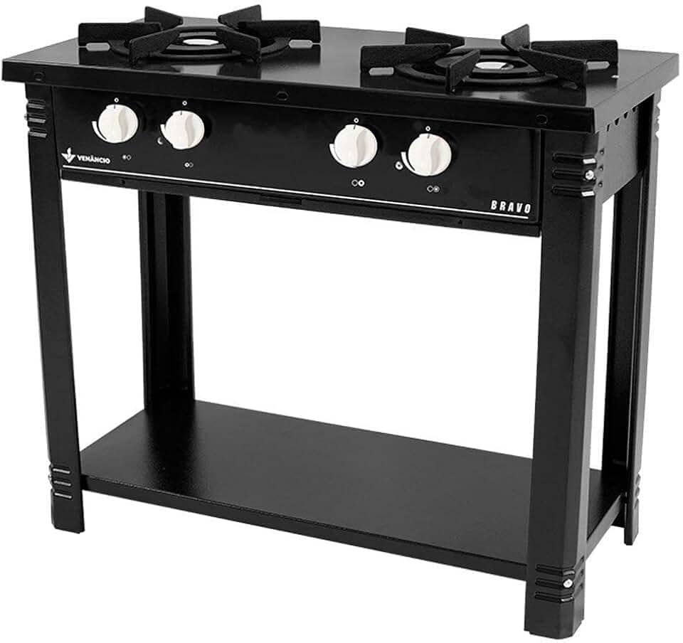 Fogão Profissional 2 Bocas Venâncio Linha Bravo Preto Br2bpr