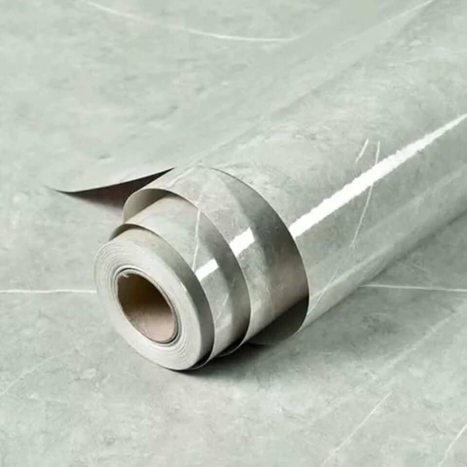 Genérico Papel de Parede Cimento Queimado, Cinza, 4,5m x 60cm, Adesivo Alto Brilho Lavável