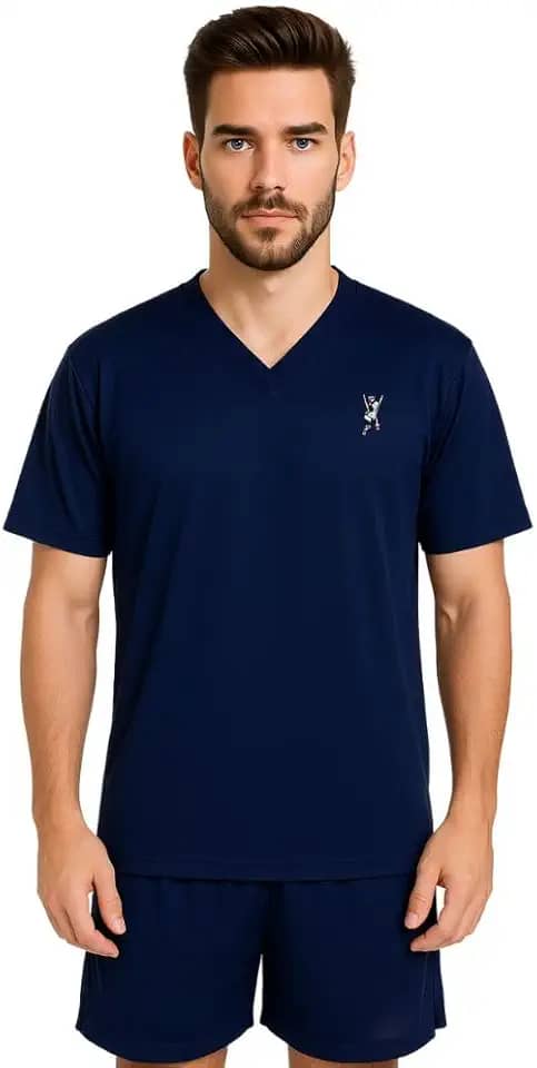 Pijama Masculino Verão Gola V Camisa Manga Curta Short Adulto Davi