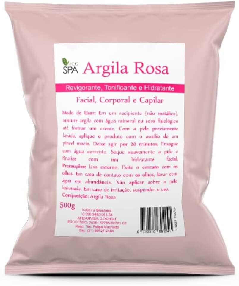 Argila Verde, Preta, Rosa, Branca, Amarela, Mascara Facial - Capilar 500g (ROSA 500G)