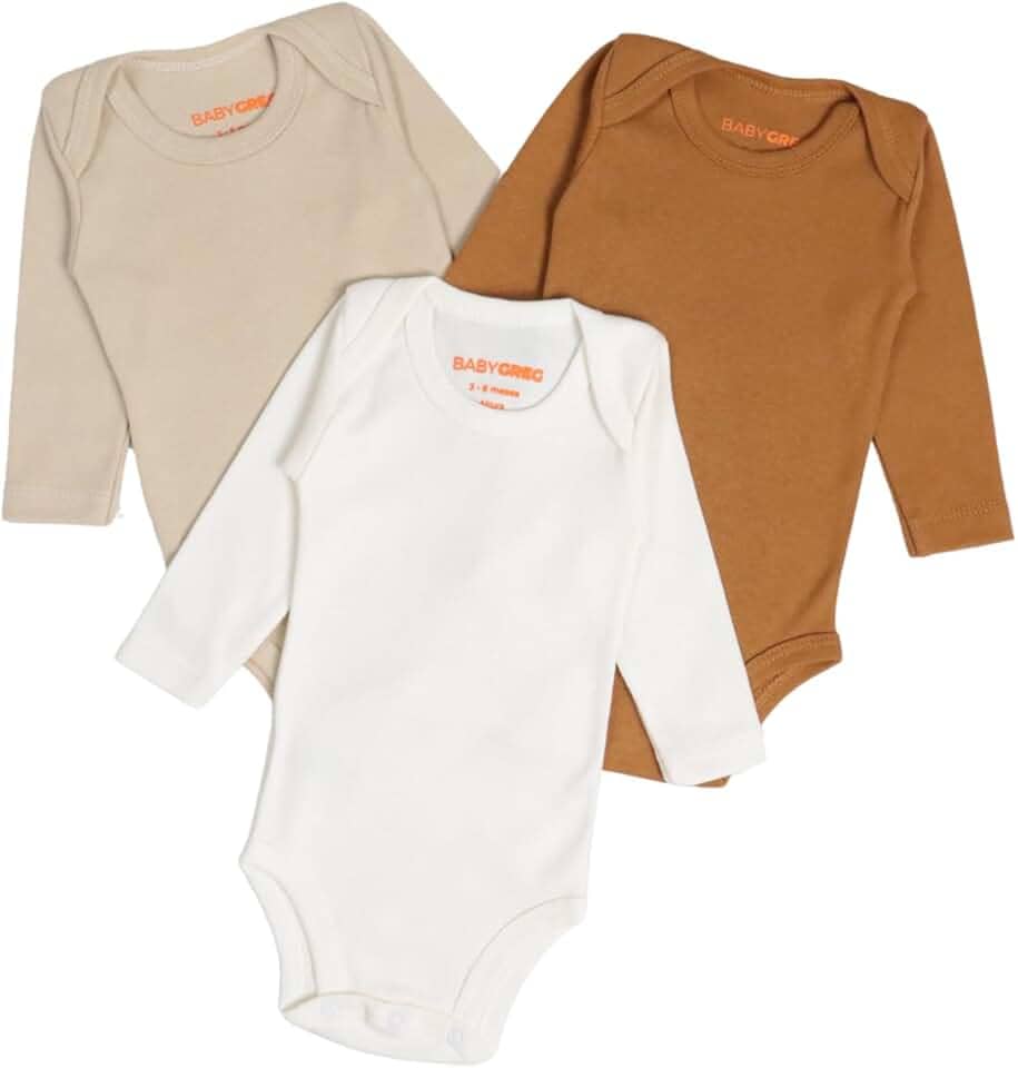 Kit 3 Body Minimalista Manga Longa Para Bebê Unissex Menina Menino Baby Greg - 100% Algodão 0 A 9 Meses