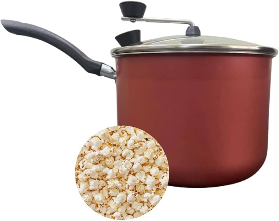 Panela Pipoqueira Antiaderente 4,3 Litros Tampa de Vidro Alumínio 20 cm Vermelho Cereja