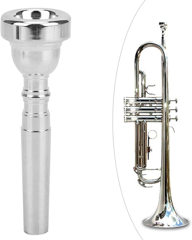 Generic Bocal de Trompete Prata de 7C para Iniciantes que Economizam Trabalho, Acessórios para Instrumentos Musicais (Prata)