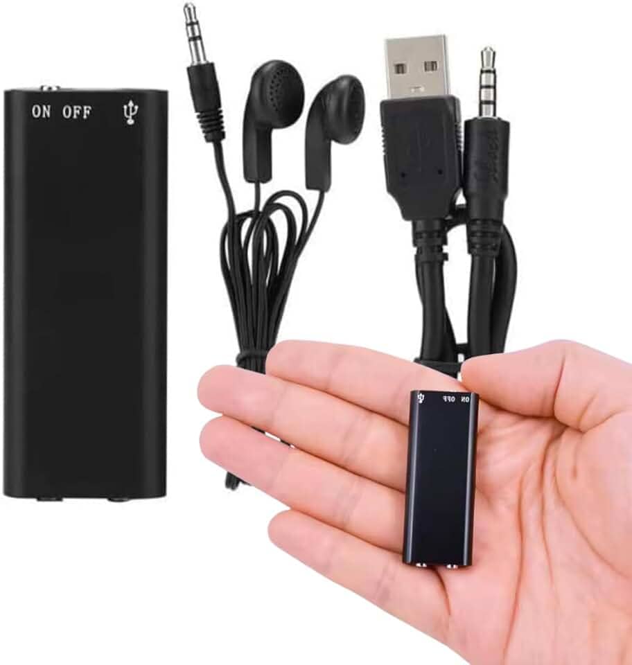 Mini Gravador Voz Espião Digital e MP3 player Super Pequeno - 8GB com 96 horas de gravação, 20 horas de bateria - Discreto Tipo Pendrive para Reuniões, Aulas, Entrevistas e Monitoramento