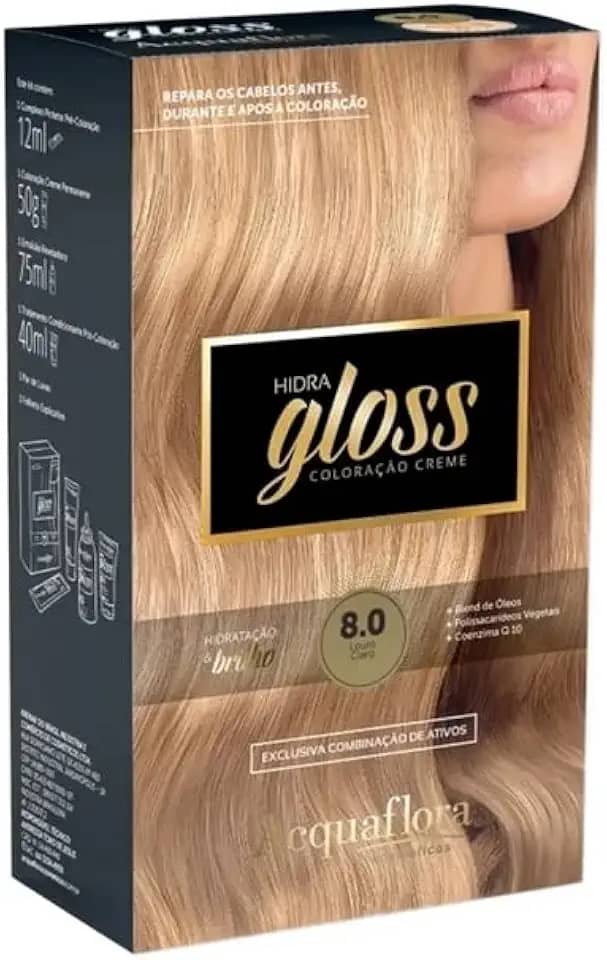 AcquaFlora Coloração Permanente Hidra Gloss Louro Claro 8.0 Acquaflora