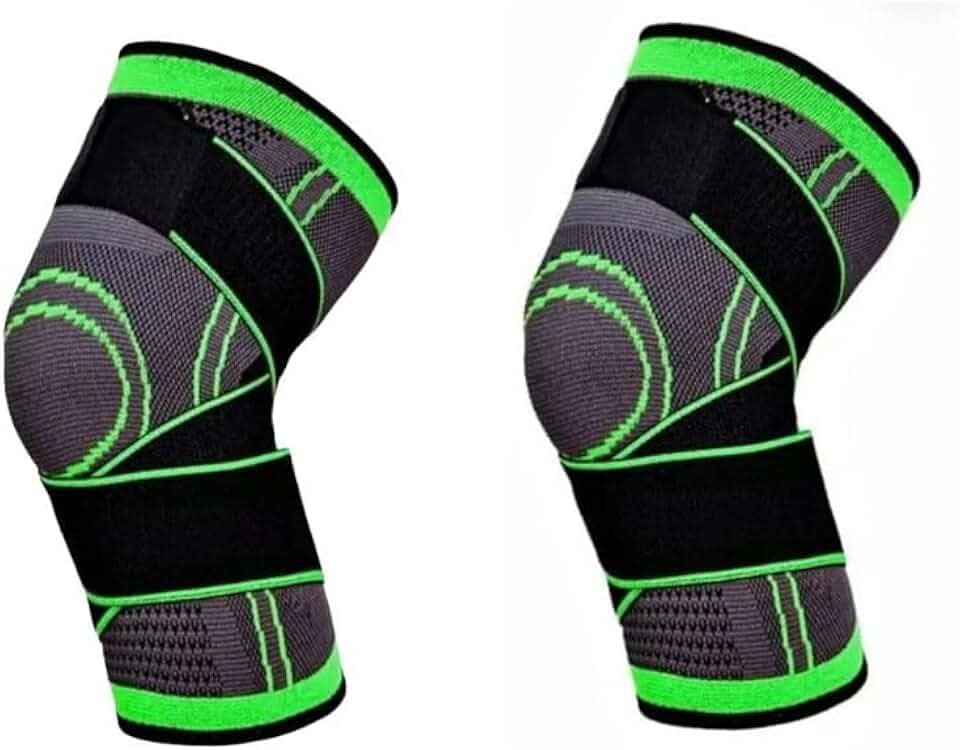 Kit com 2 Itens de Joelheira de Compressão Ajustável Antideslizante para Alívio de Dor e Suporte no Joelho – Ideal para Esportes, Corrida e Recuperação