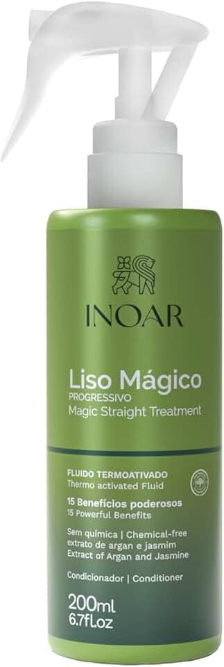 Inoar, Fluido Termoativado Inoar Liso Mágico, Efeito Liso Instantâneo, Proteção Térmica, Antifrizz, Sem Enxágue - 200ml