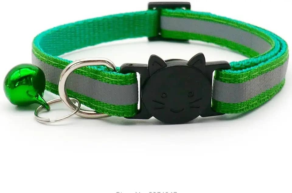 Coleira para Gato Refletiva com Fecho de Segurança Regulável (VERDE)
