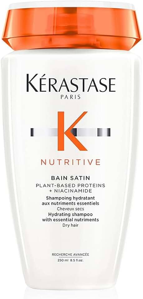 Kérastase Nutritive Bain Satin, Shampoo Hidratante para Cabelos Secos, Nutrição Intensa, Brilho, Maciez, Fortalecimento e Revitalização da Fibra Capilar, 250ml