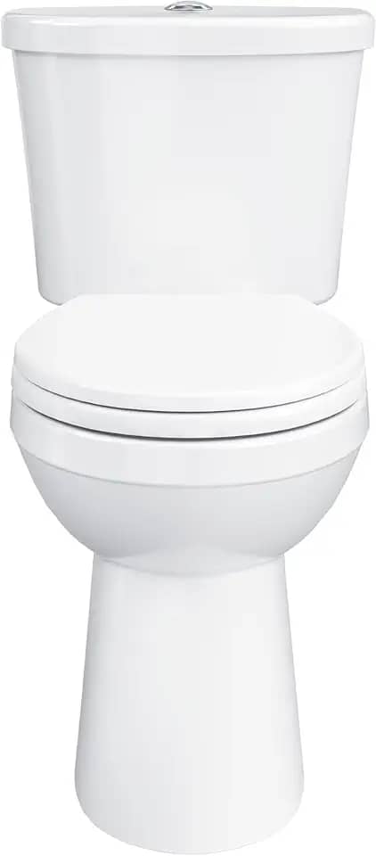 Gerber Vaso sanitário Maxwell Select Round Dual-Flush 1.0/1.28 GPF de duas peças, altura da cadeira ADA, 30,5 cm áspero, alta eficiência, assento de fechamento suave e kit de instalação com anel de