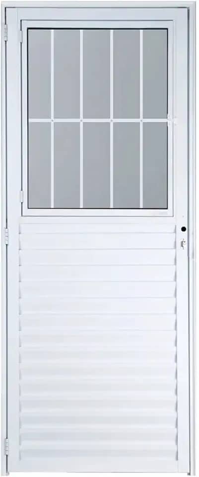 Porta social 2,10x80 lado DIREITO no alumínio branco