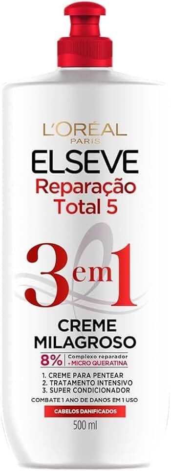 Creme Milagroso 3 em 1 Elseve Reparação Total 5 500ml