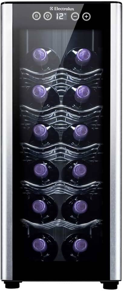 Adega Electrolux 12 garrafas Uma Porta Acabamento em Alumínio (ACB12)