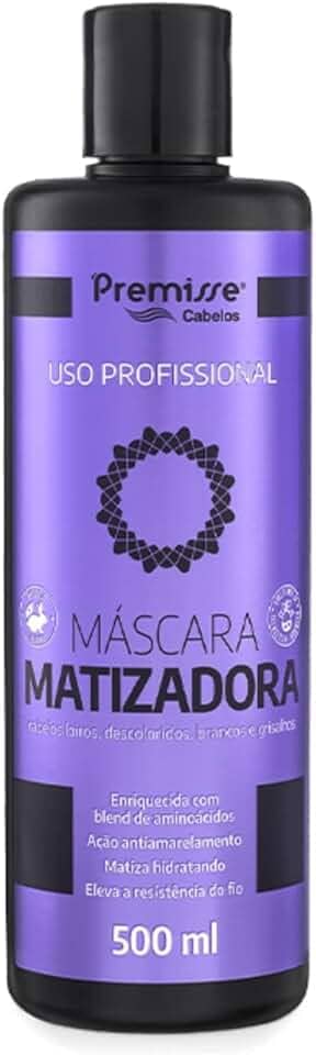 Premisse Máscara Matizadora para Cabelos Loiros, Descoloridos e Grisalhos 500ml, Uso Profissional, com Aminoácidos