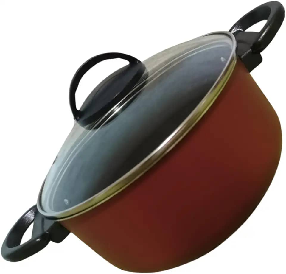 Panela Tacho Arroz Antiaderente Tampa De Vidro Arroz Feijão (VERMELHO)