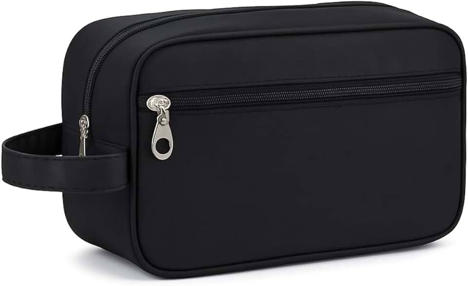 Necessaire Masculina para Viagem Nylon com Alça Lateral Dois Compartimentos Bolsa de Toilette Executiva Organizador Perfumes Shampoo (PRETA)