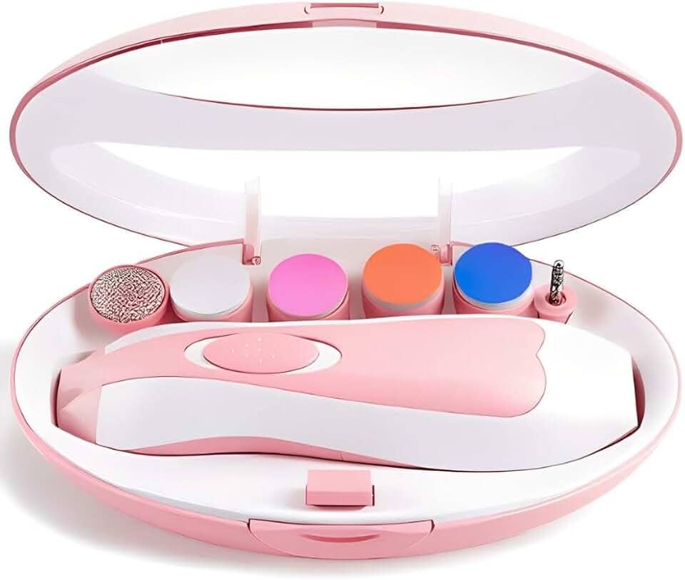 Cortador Aparador Kit Lixa De Unha Bebê 6 em 1 Elétrica Silencioso Com Luz LED Para Recém Nascido Até Adulto Seguro