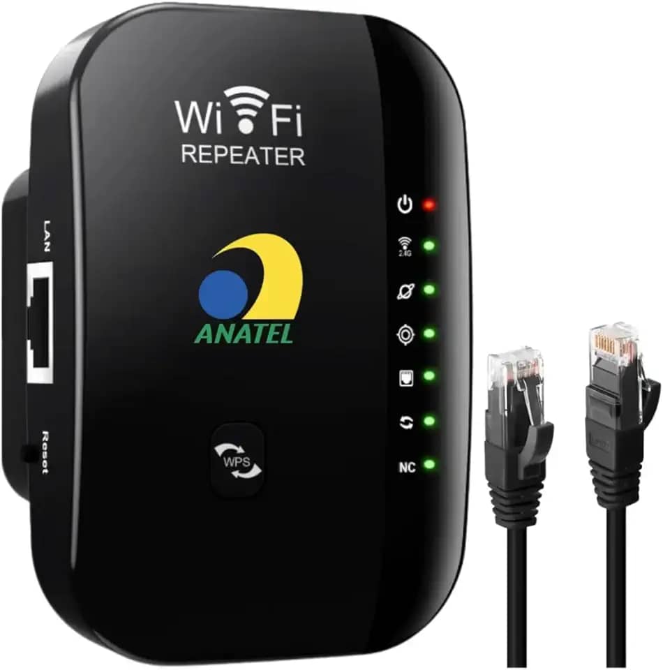 Repetidor Roteador de Sinal Wifi Turbo Aumenta o Alcance de Sinal até 300 Metros Casa/Empresa Ideal P/Notebbok/PC/Câmera Wifi/Babá Eletronica Novo 2025
