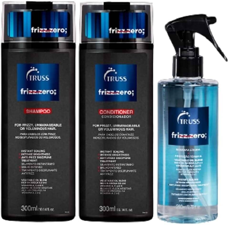 Kit Truss Frizz Zero | Shampoo, Condicionador e Máscara Líquida para Controle de Frizz e Brilho