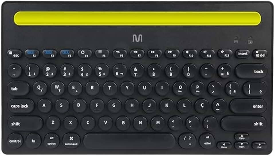 Teclado sem Fio Multi Bluetooth com 3 Pareamentos Simultâneos, 14 Teclas Multimídia e Slot para Dispositivos até 25cm – Preto TC284