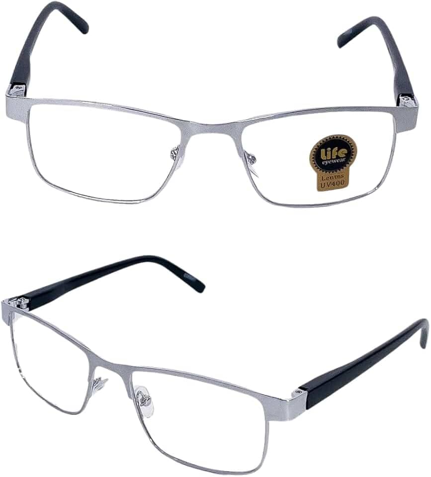 Armação Óculos Grau Metalico Prata Para Leitura Perto