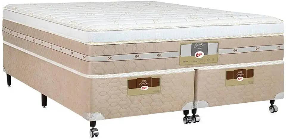 Cama Box + Colchão Castor Queen Silver Star Air One Face Pocket 158x198x59cm