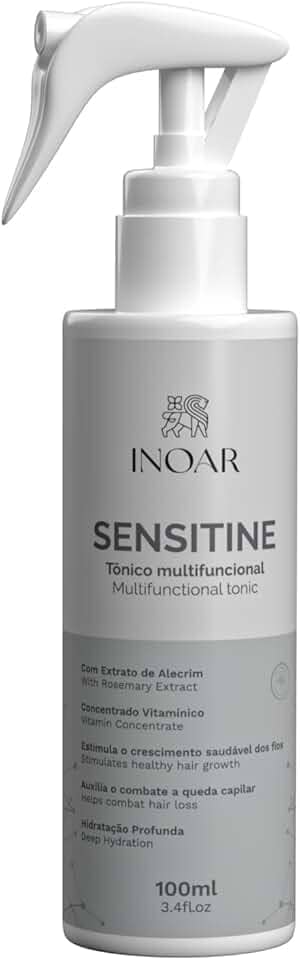 Inoar, Sensitine, Tônico Capilar Multifuncional, Fortalecimento, Crescimento Saudável e Hidratação, Extrato de Alecrim, Aloe Vera e Complexo Vitamínico, Vegano – Para Cabelos Frágeis ou com Queda, 100ml