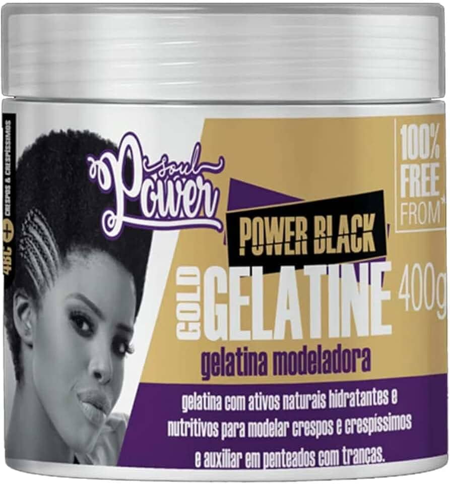 Gelatina Modeladora Black Gold Gelatine Soul Power - Facilita Finalizações e Penteados em Cabelos Crespos - 400g