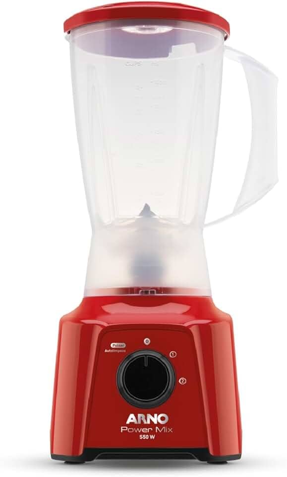 Liquidificador Arno Powermix 550W LQ11, Vermelho, com 4 Lâminas Zelkrom de Aço Inox, Alta Durabilidade e Desempenho Superior, 110V