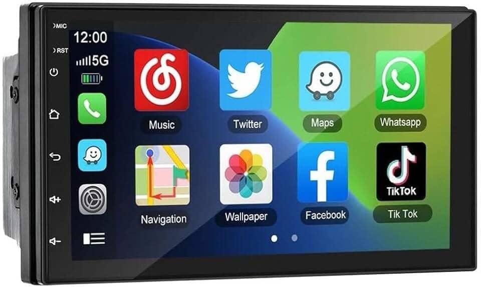 CENTRAL MULTIMÍDIA ANDROID 13, SLIM, TELA IPS 7" FULL TOUCH, 2/32GB, USB, SD, AUX, BLUETOOTH, ESPELHA ANDROID E IOS, CARPLAY E ANDROID AUTO CONECTIVIDADE COM OU SEM FIO