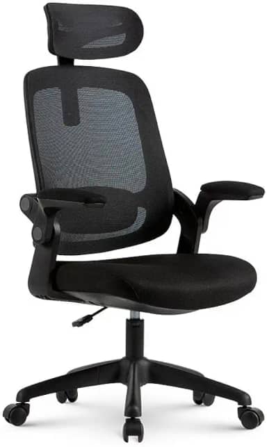 Cadeira de Escritorio Ergonômica Astra Preta com Apoio Lombar e Cabeça, Encosto Ajustável, Mesh Respirável