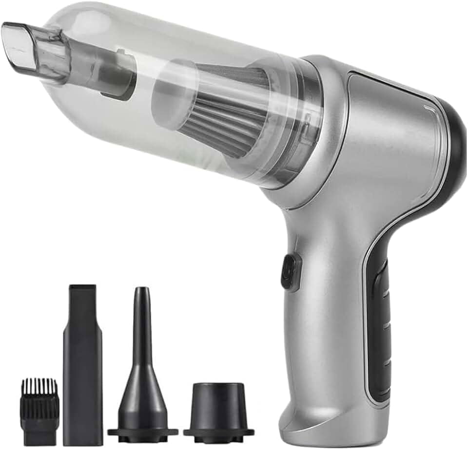 Aspirador de Pó Sem Fio Portátil 4 em 1 – Multifuncional, Leve, Potente e Recarregável para Casa e Carro (Branco)