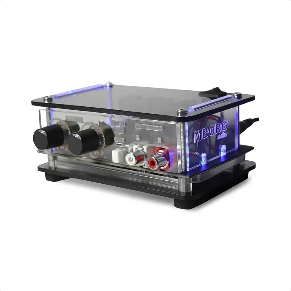 Mini Amplificador de som áudio para Caixa acústica de Som, PC, Notebook, tablet, MBORG RC40 para casa, loja, salas, consultórios, salas de aula para caixas acústicas de 30 a 50w