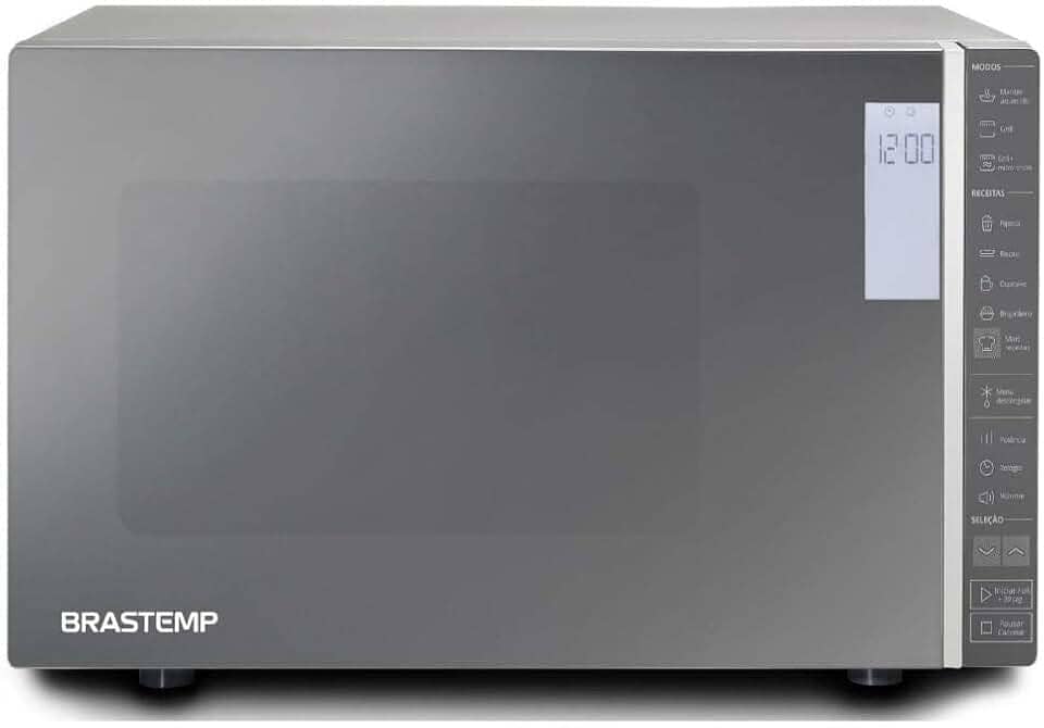 Micro-ondas Brastemp 32 Litros cor Inox Espelhado com Grill e Painel Integrado - BMG45AR 110V