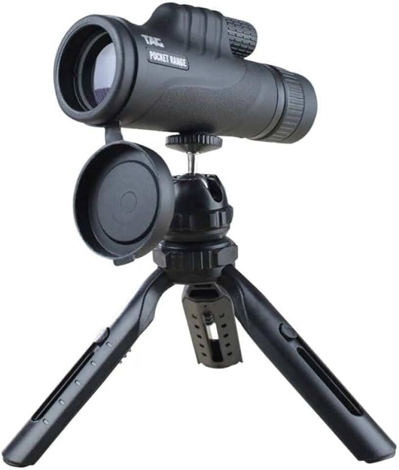 Luneta Telescópica, 10x-30x Ampliação, 42mm Lente Objetiva, Preta, com Tripé e Adaptador para Celular, 17x7.5x5.4cm
