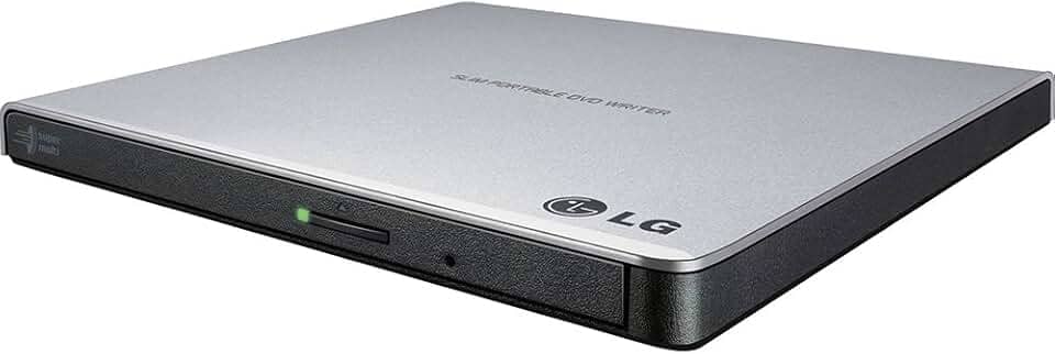 LG Electronics Unidade externa USB 3.0 Super-Multi Slim portátil DVD+/-RW para PC Windows, Linux, Mac OS com suporte M-DISC GP65NS60 (prata)