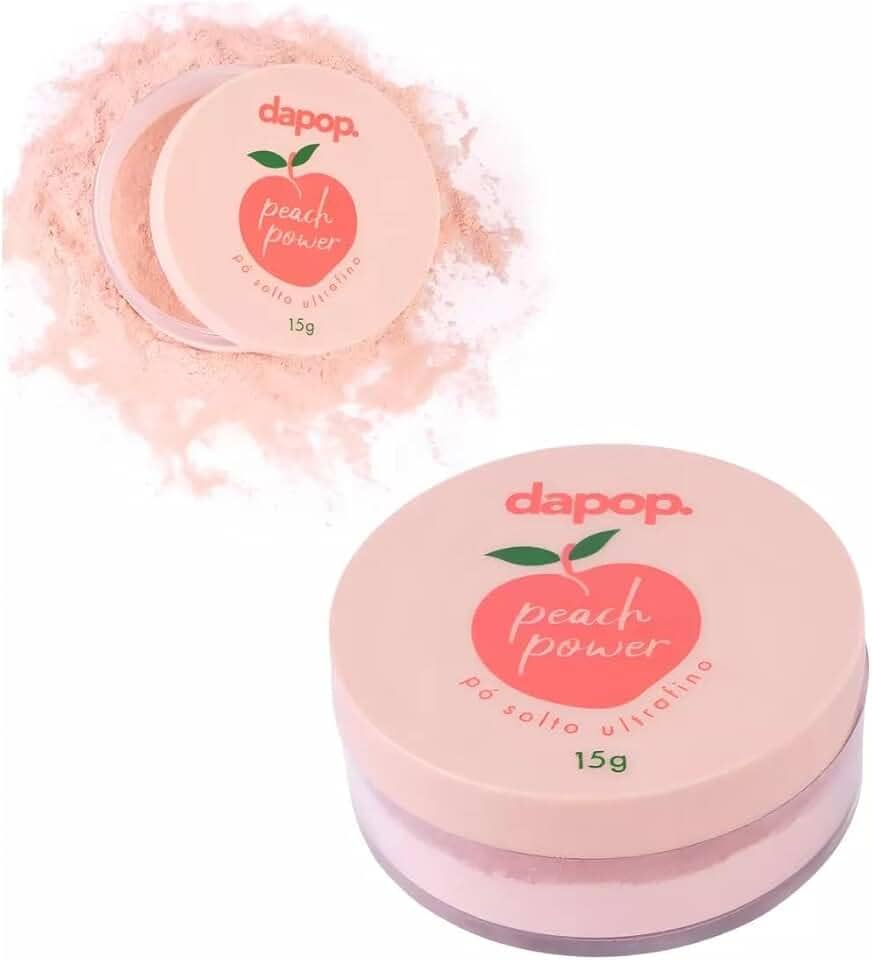 Pó Solto Finalizador Dapop - Maquiagem Ultrafina Pêssego - Controle de Oleosidade e Poros - Sem Flashback - Translúcido