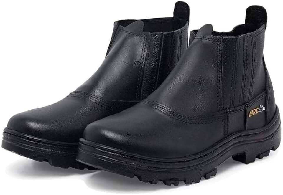 Bota De Segurança Masculino Couro Com Biqueira Elastico