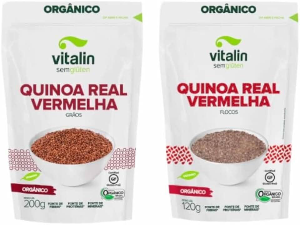 Kit 2 Quinoa Real Vermelha Orgânica: Em Flocos, Em Grãos